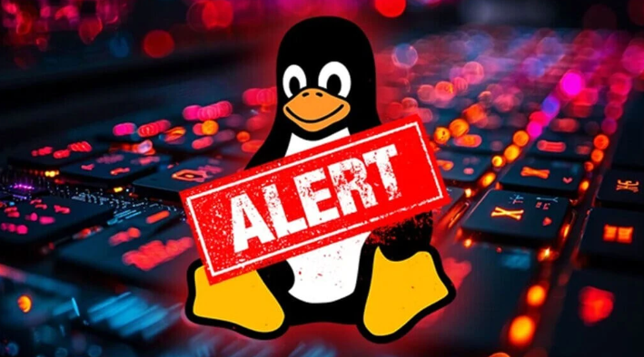 Tux Linux com Alerta
